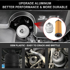 TEMSONE aluminum oil filter housing cap for Chrysler 300, sturdy upgrade for long-term use.