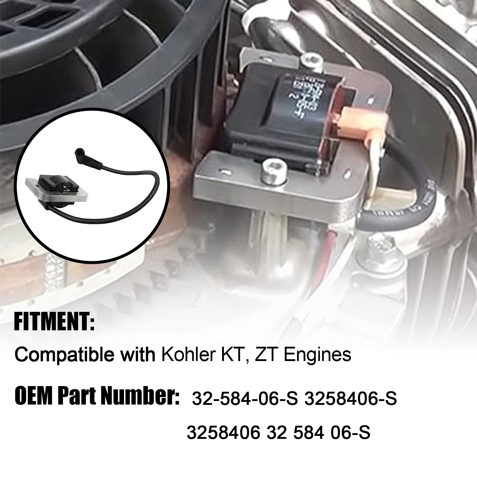 TEMSONE coil module for Kohler KT610-ZT720, side view showing compact fit
