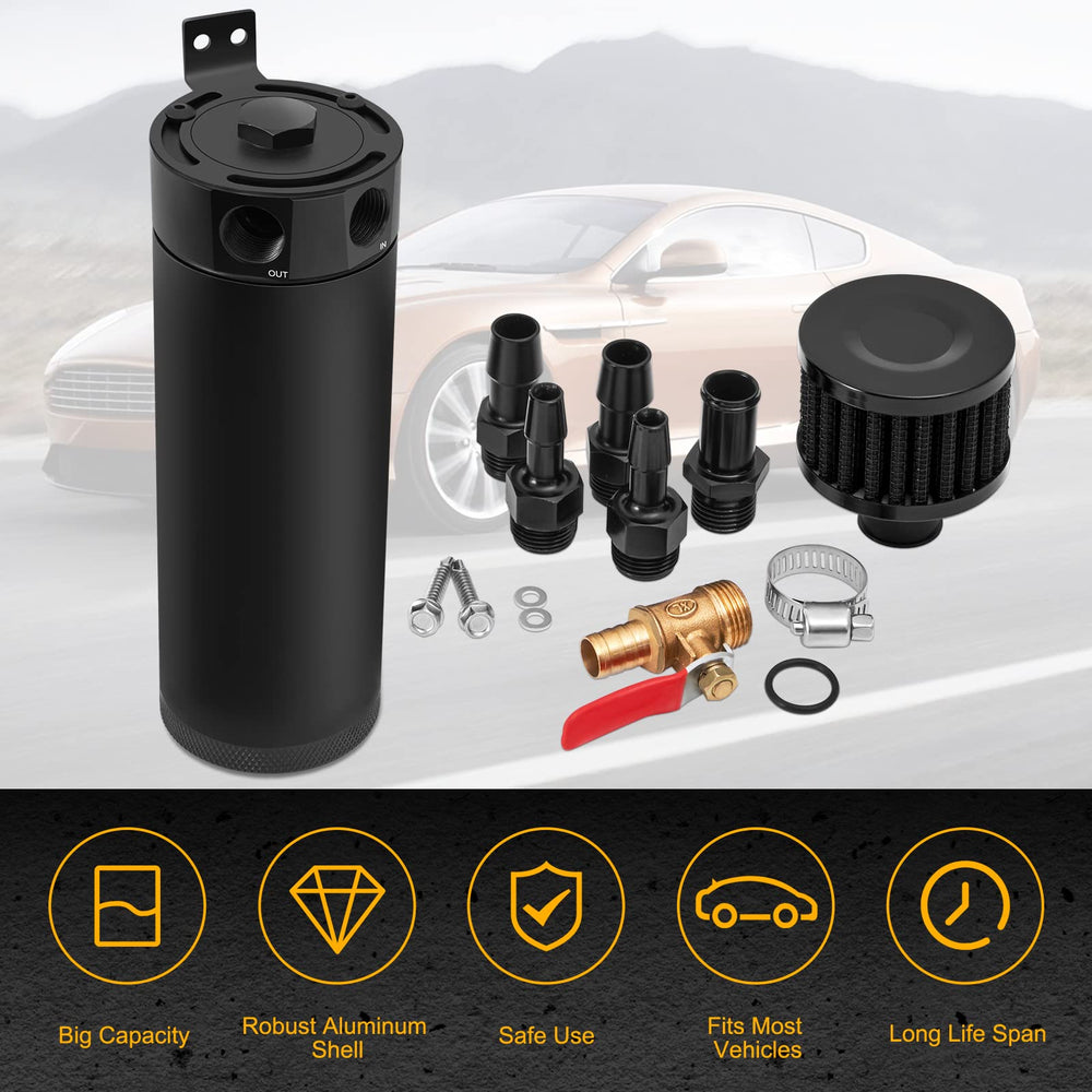 TEMSONE oil catch can with breather filter installed for better airflow management.