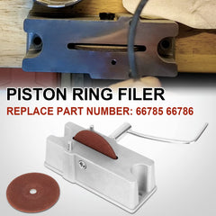 TEMSONE piston ring filer crank handle in action for controlled grinding.