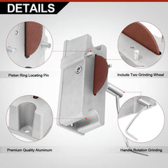 TEMSONE piston ring filer wheel close-up 120 grit carbide for smooth removal.