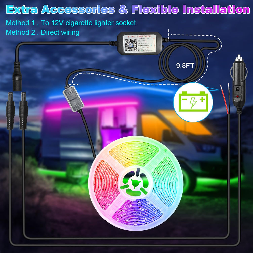 TENDIST RV lighting on exterior with waterproof underglow for all-weather use