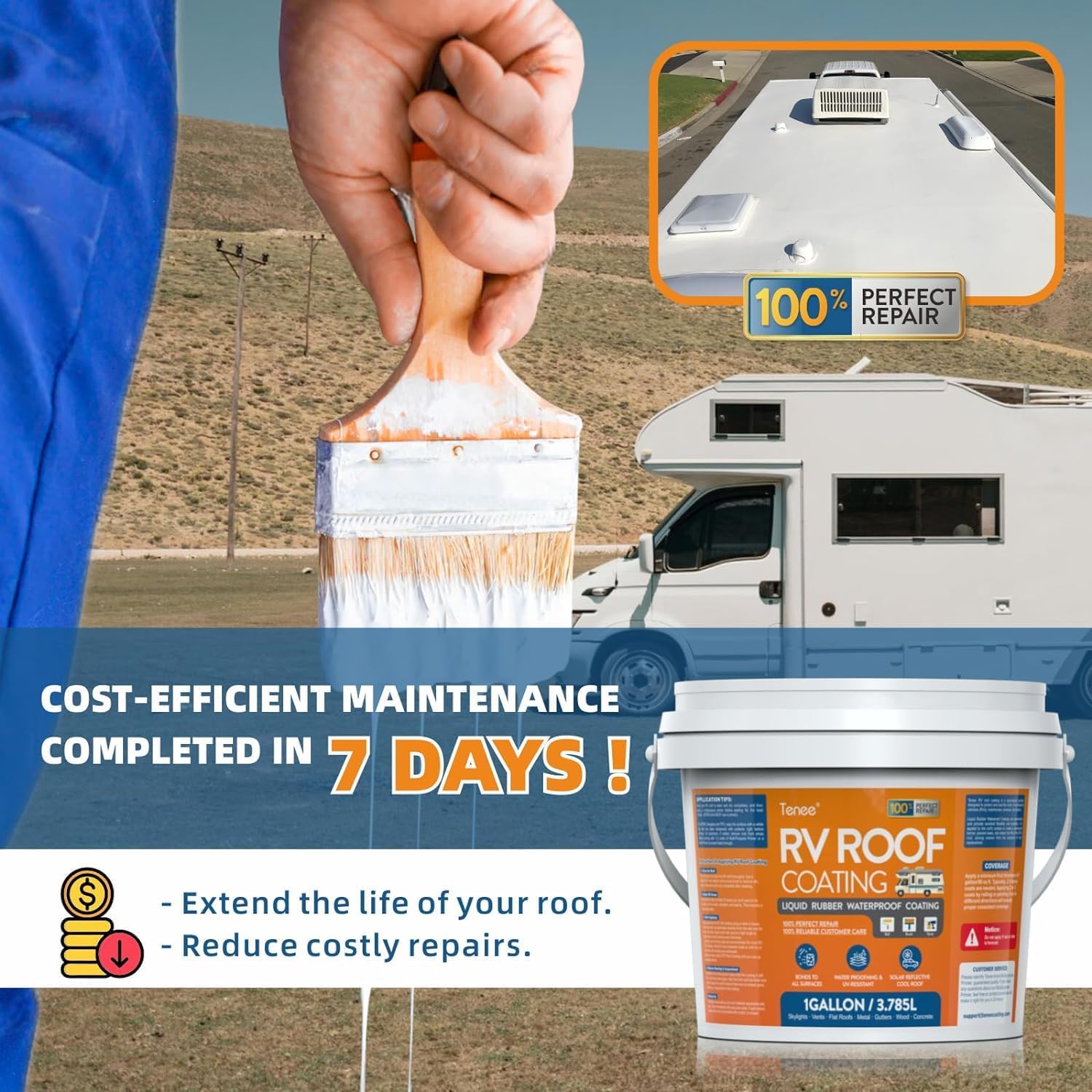 Tenee RV Roof Sealant UV resistance protecting roof color and material