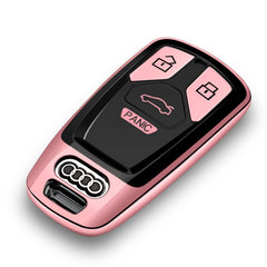 Tengare pink Audi key fob cover, front view, adds protection and tactile grip.