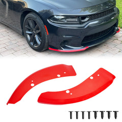 TENGBASE Dodge Charger front lip spoiler in red enhances aggressive stance and bumper protection.
