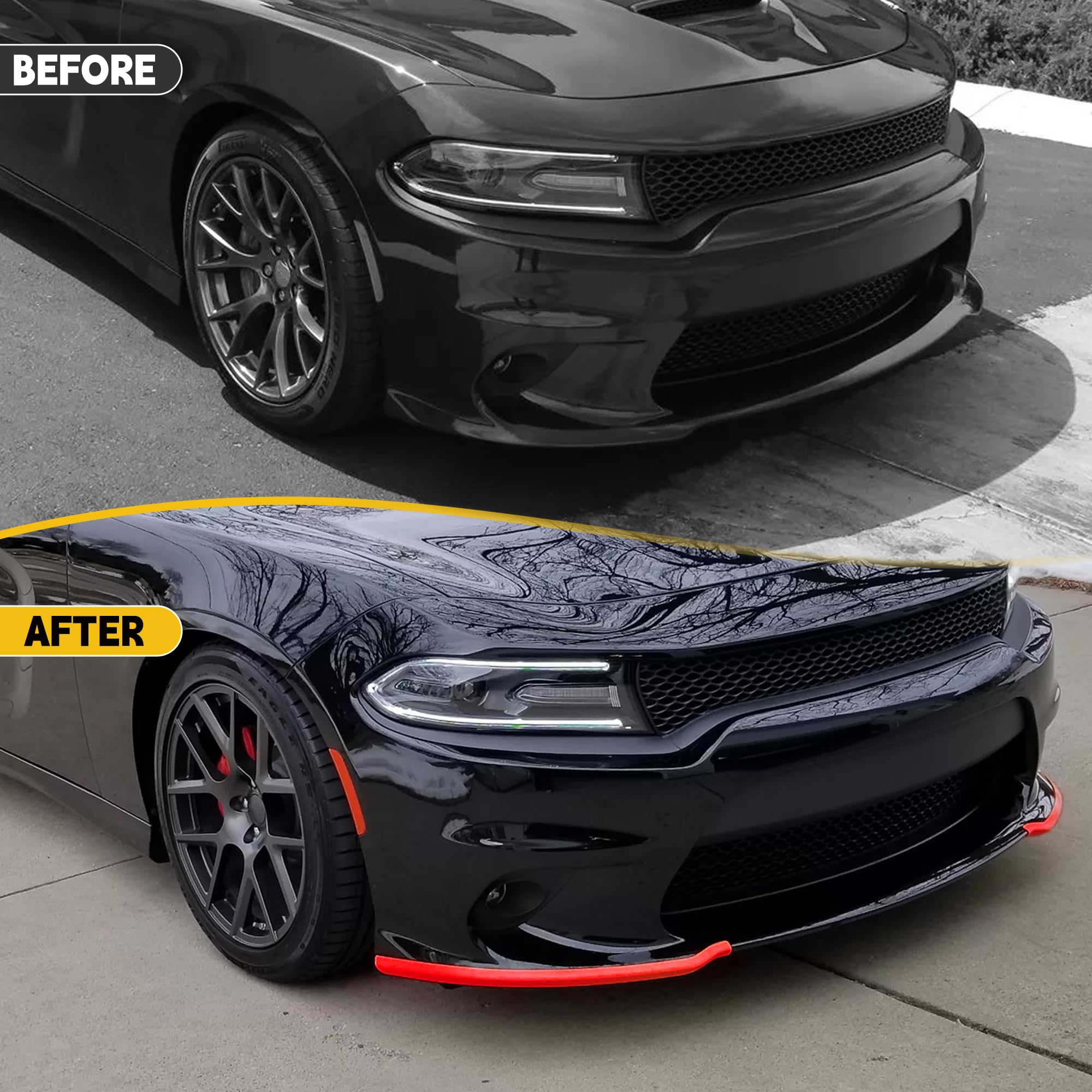 TENGBASE RT front lip spoiler red offers bold visibility and impact.
