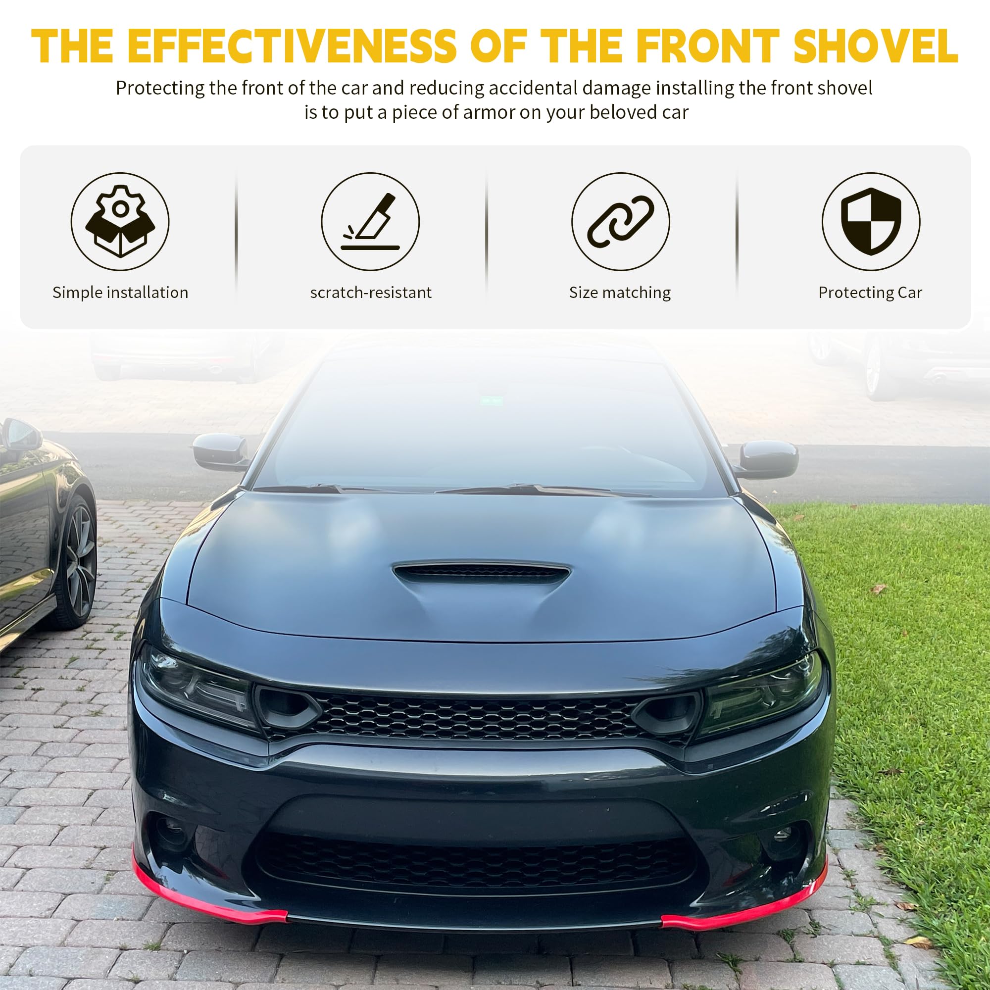 TENGBASE SRT 392 front spoiler red complements high-performance styling.