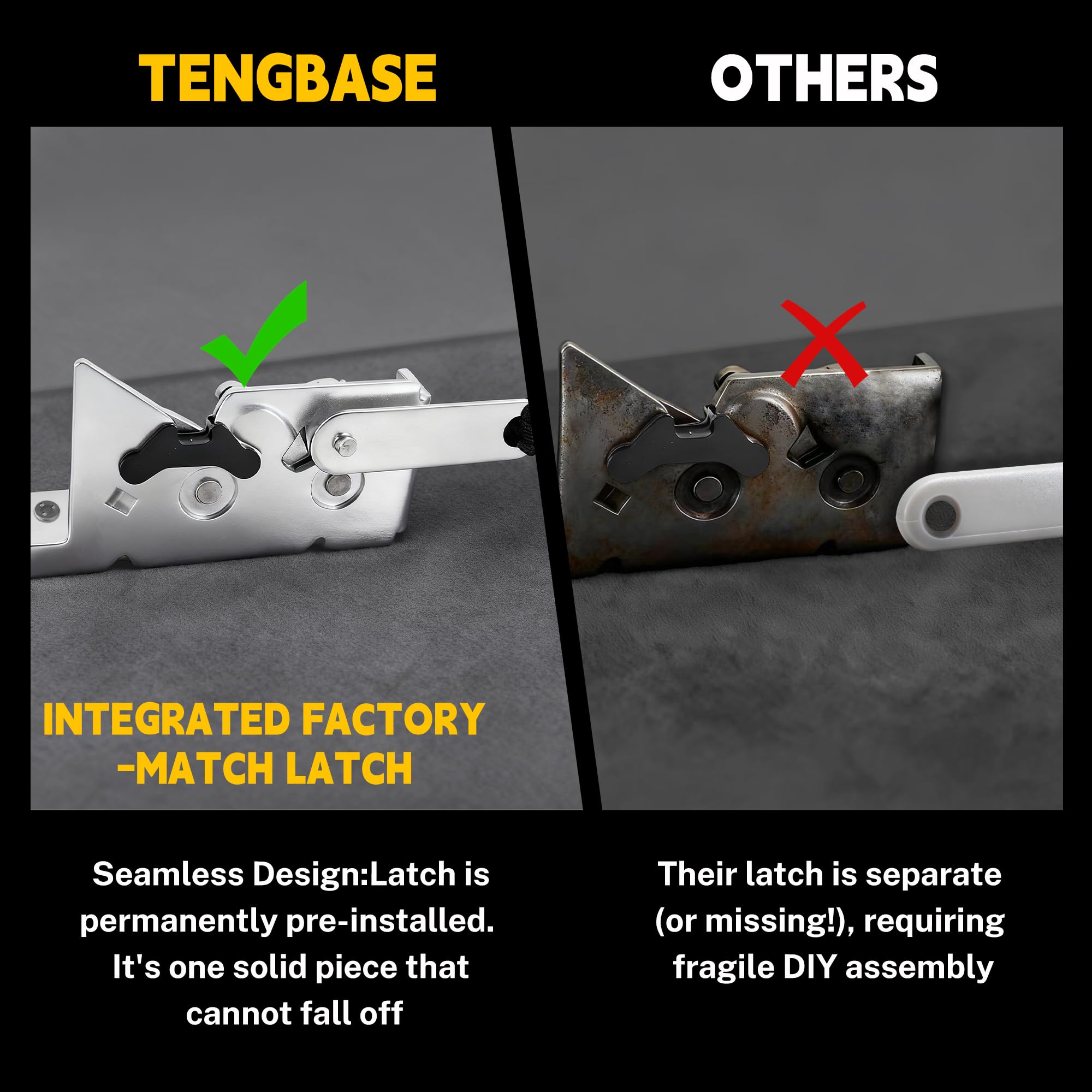 TENGBASE no-cut installation detail emphasizing non-permanent modifications