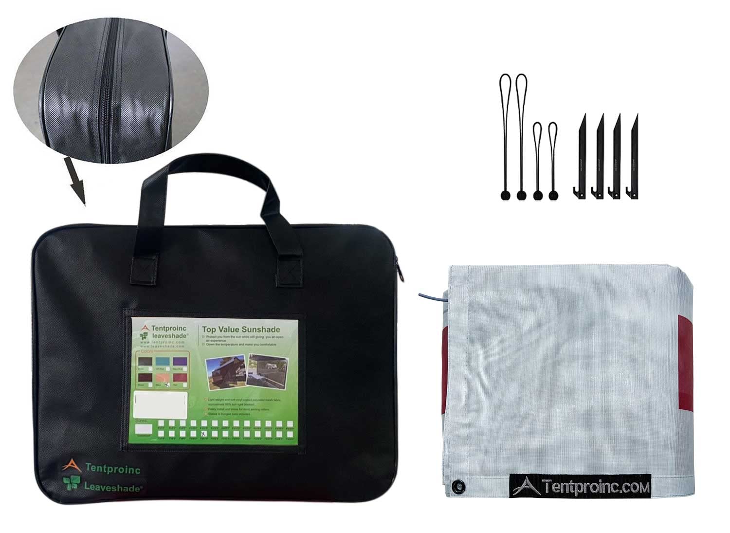 Tentproinc easy-install kit with cords, stakes, and balls for fast setup.