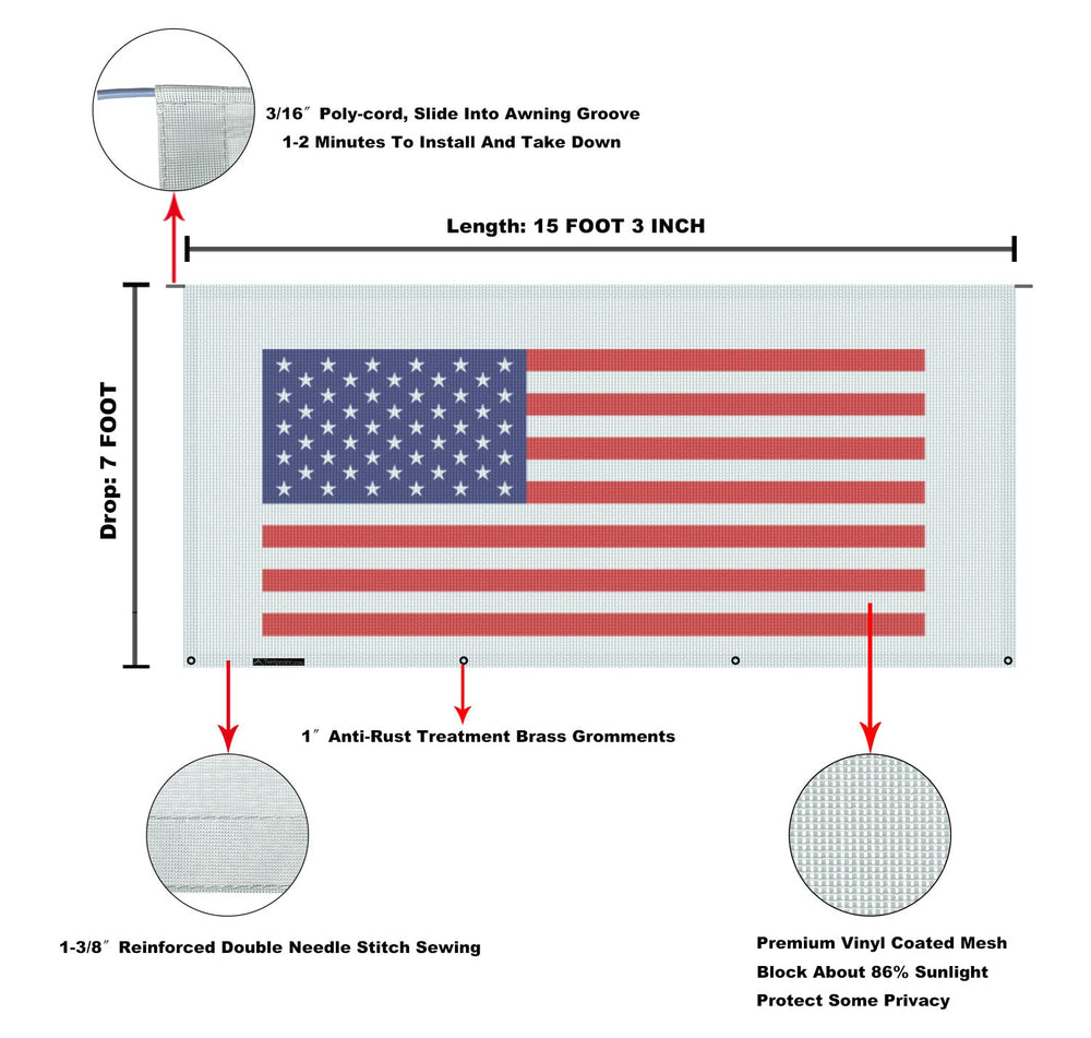 Tentproinc 7ft x 15ft3in fabric fit for most RV awnings.