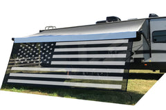 Tentproinc USA flag sun shade for RV awning, front view with UV protection.
