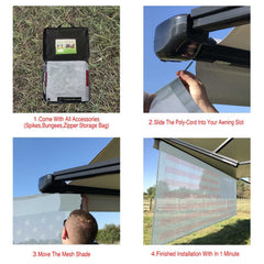 Tentproinc UV-blocking shade demonstrates cooler outdoor shade under sun.