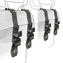 Teocenka 4-pack headrest hooks installed on backseat for tidy storage