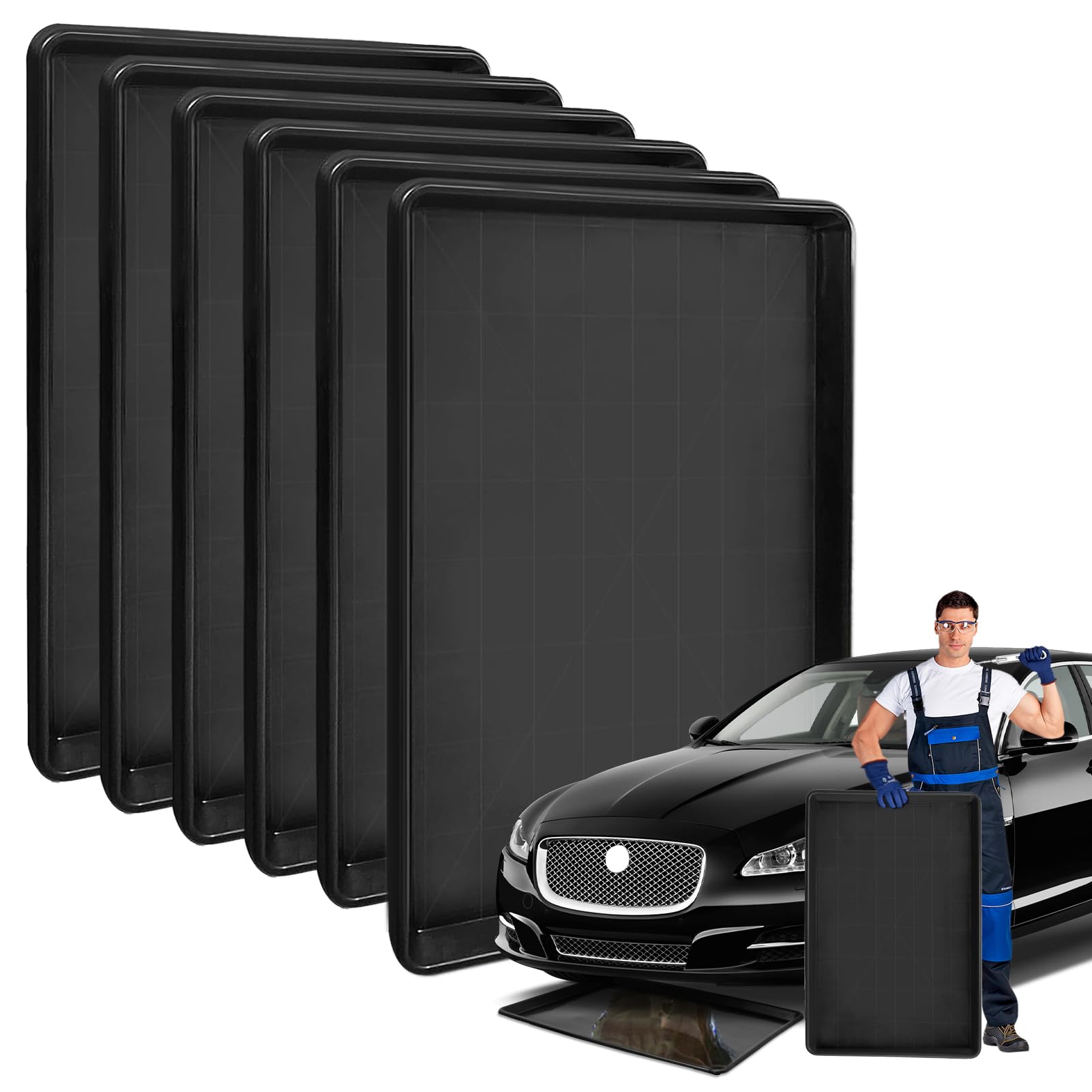 Teodute extra-large oil drip pan under car catches spills and protects surfaces