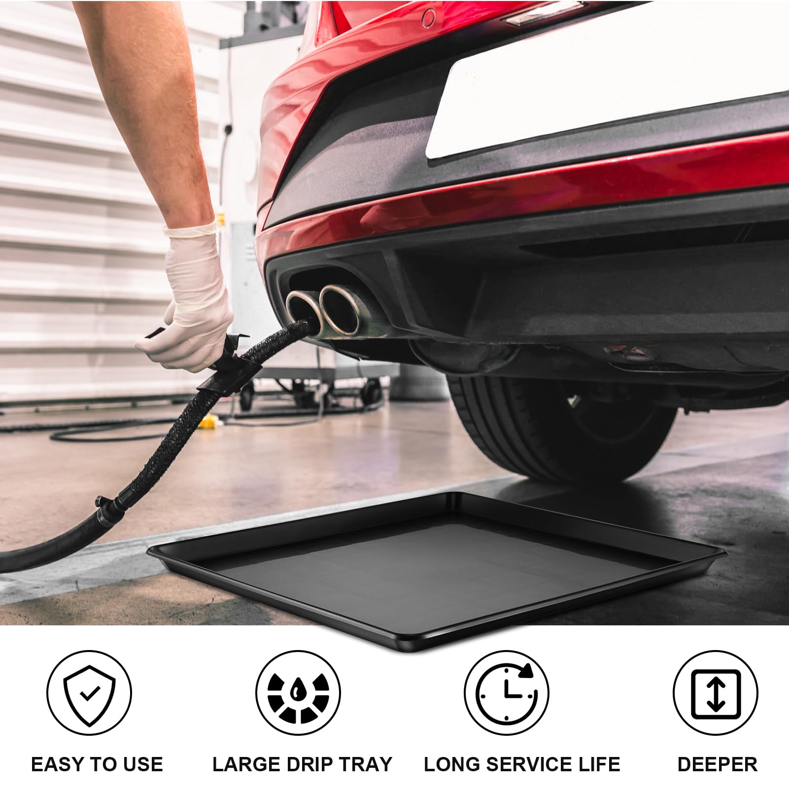 Teodute thickened plastic oil drain pan delivers durable, long-term use