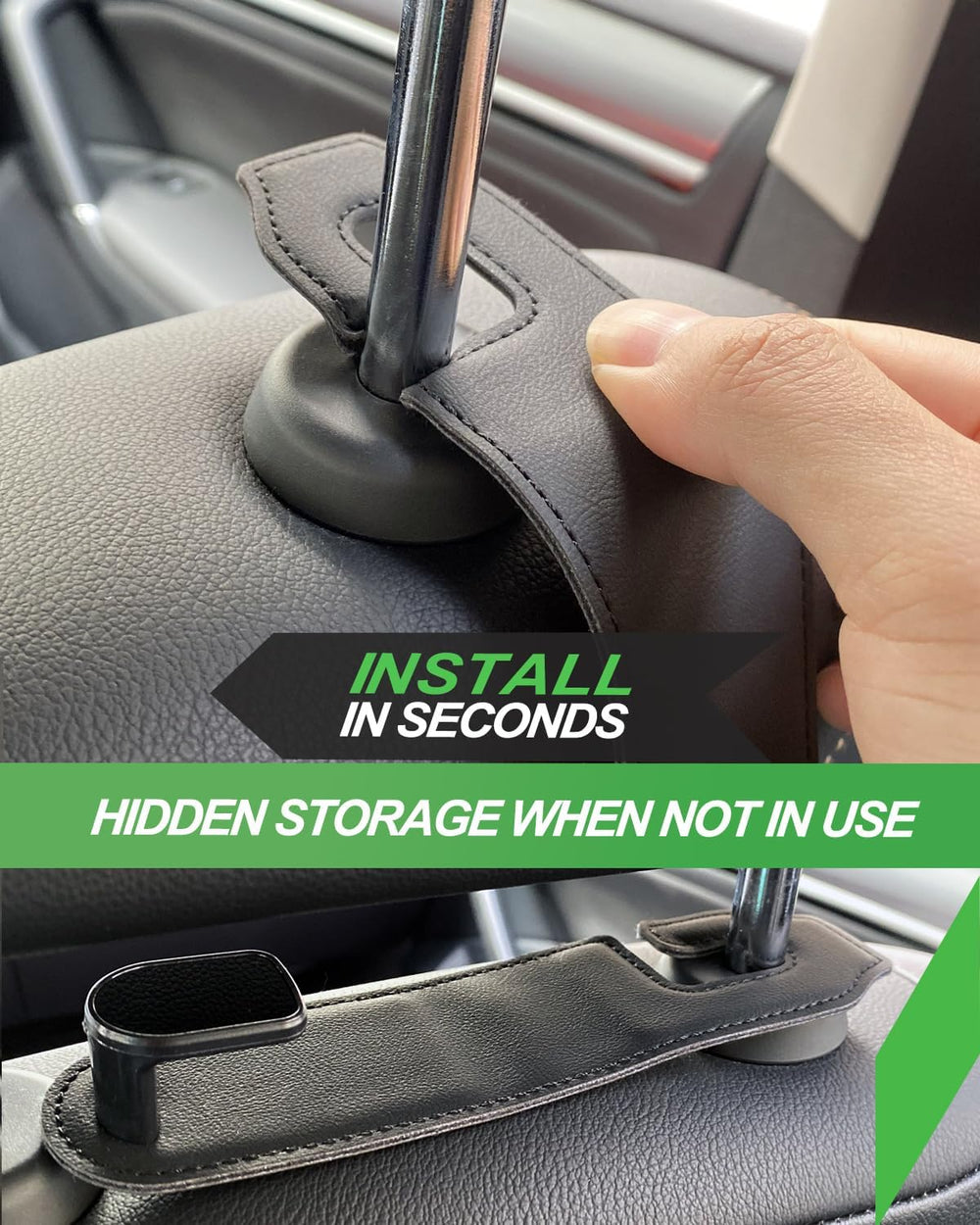 Teoenix car storage hook helps reduce floor clutter and maximize space.