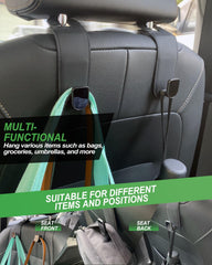 Teoenix headrest hook installs in seconds for quick vehicle clutter control.