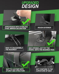 Teoenix headrest hook keeps purses accessible and organized during car rides.