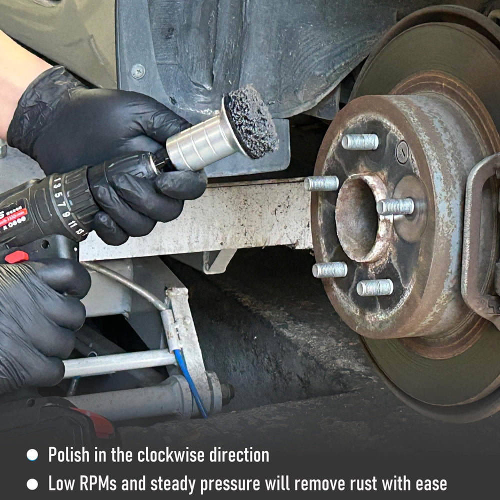 Adapter fits 1/2 inch impact wrenches for easy hub cleaning