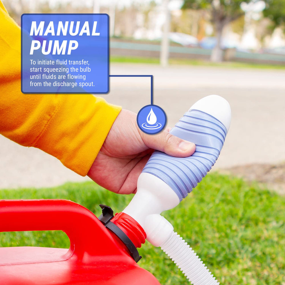 TERA PUMP hand siphon action enables overflow-free offloading from cans.