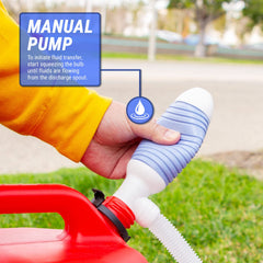 TERA PUMP hand siphon action enables overflow-free offloading from cans.