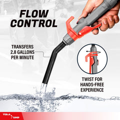 TERA PUMP long suction tube fits standard gas cans for easy transfer.