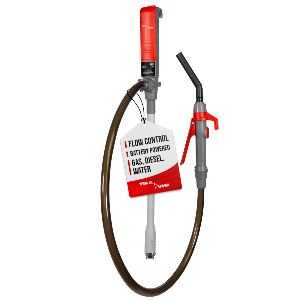TERA PUMP portable battery-powered pump for quick liquid transfer and control.