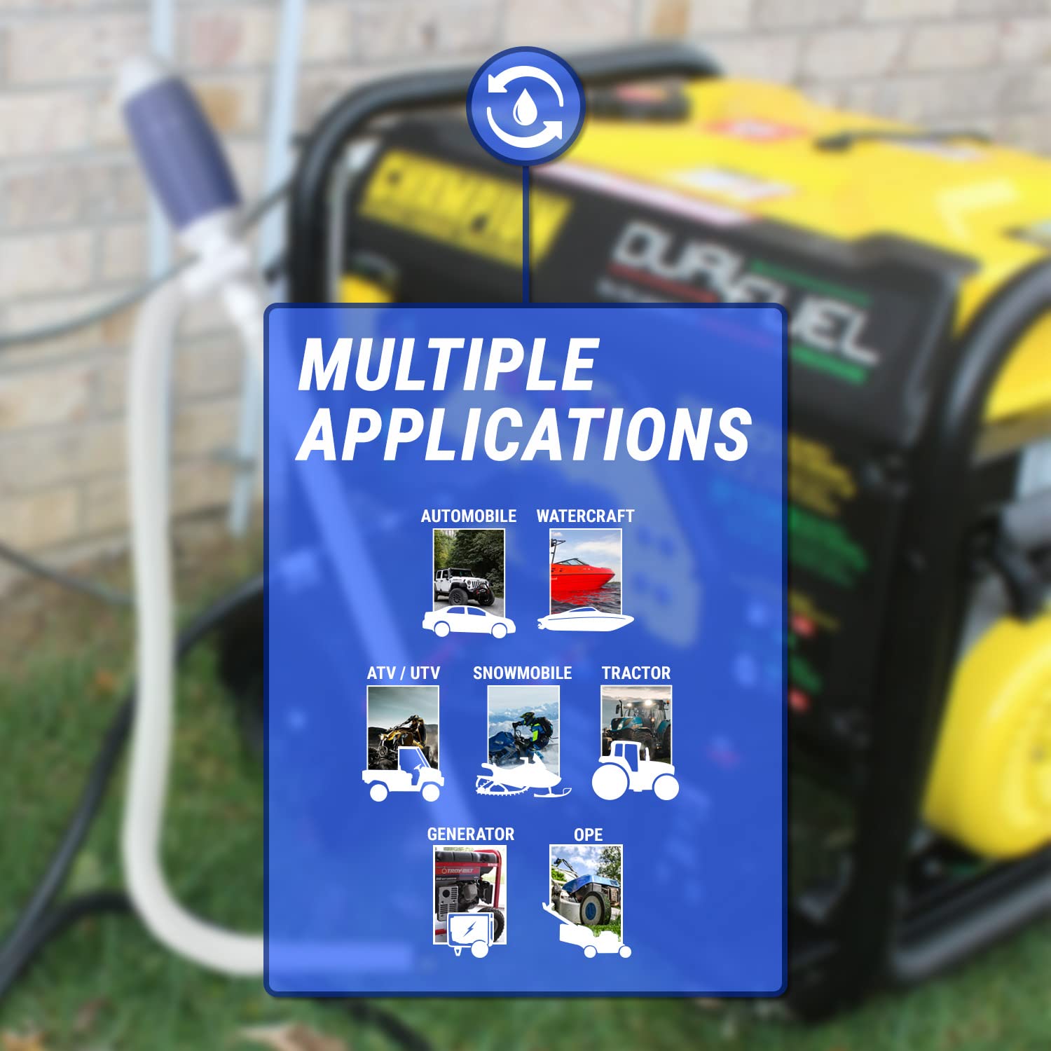 TERA PUMP compatible with gasoline, diesel, kerosene, and light oils for diverse tasks.
