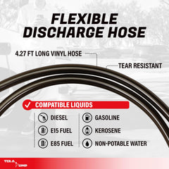 TERA PUMP TRFA01-XL extended intake hose reaching tall fuel jugs