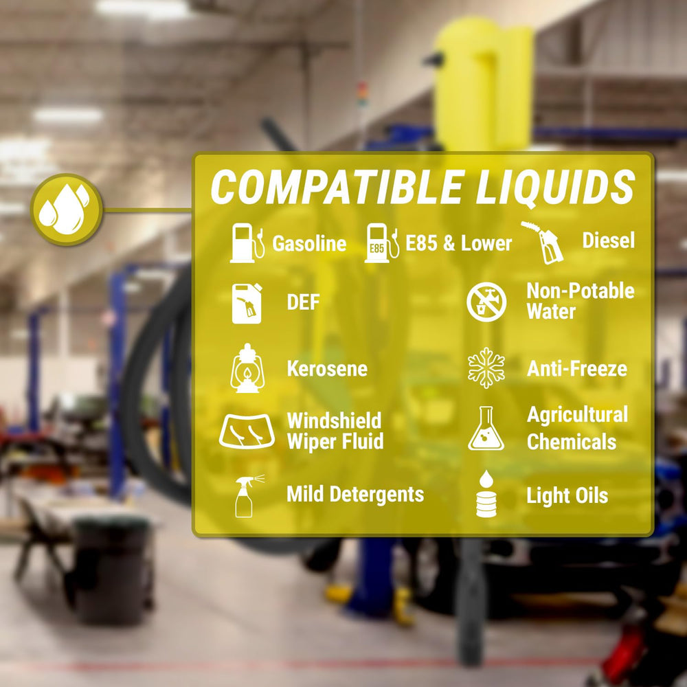 TERA PUMP wide liquid compatibility supports multiple liquids for fueling and cleaning