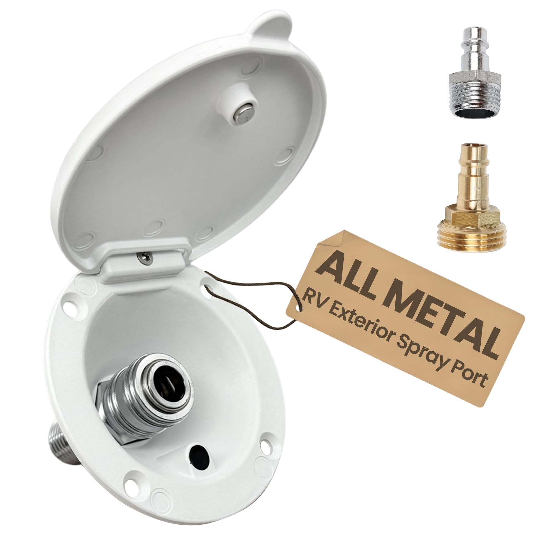 Terapaton all-metal RV quick-connect exterior port for reliable water hookup