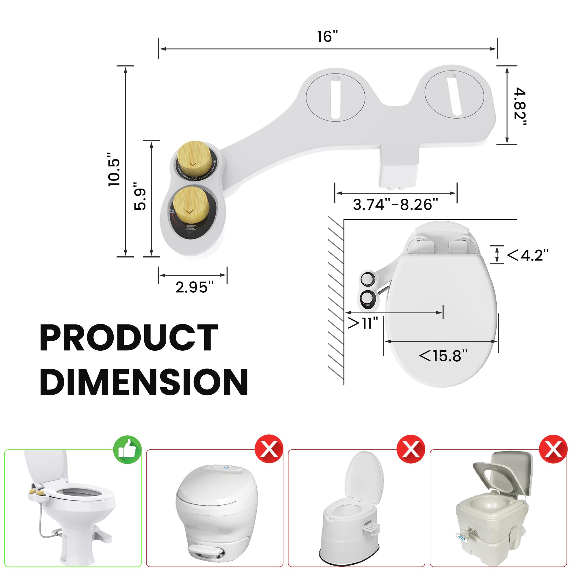 Terapaton RV Bidet dual nozzles offer front and rear wash options