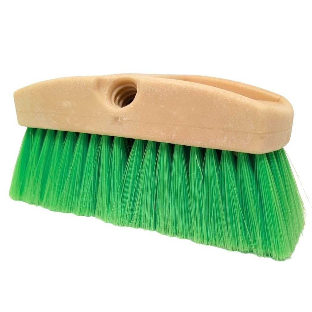 Teravan Green Flow-Through Brush Head 8-inch in action for efficient outdoor cleaning