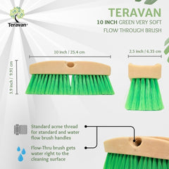 Teravan Green Flow Through Brush Head cleaning a boat surface without roughing finishes.