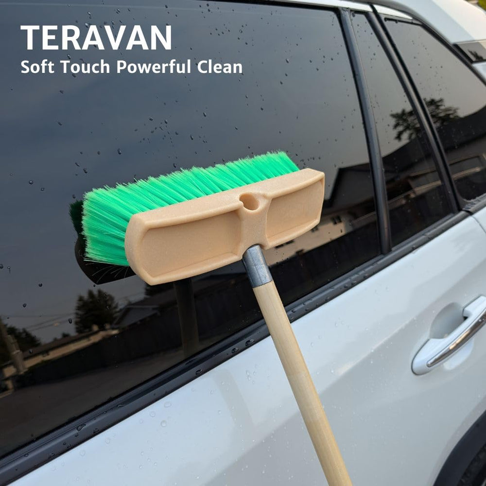 Teravan Green Flow Through Brush Head cleans floors efficiently indoors or outdoors.