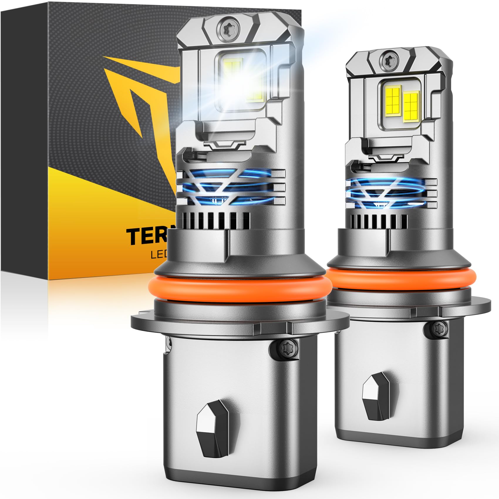Termitor 7th-Gen HB5 LED bulbs pack close-up showing premium CSP chips for brightness