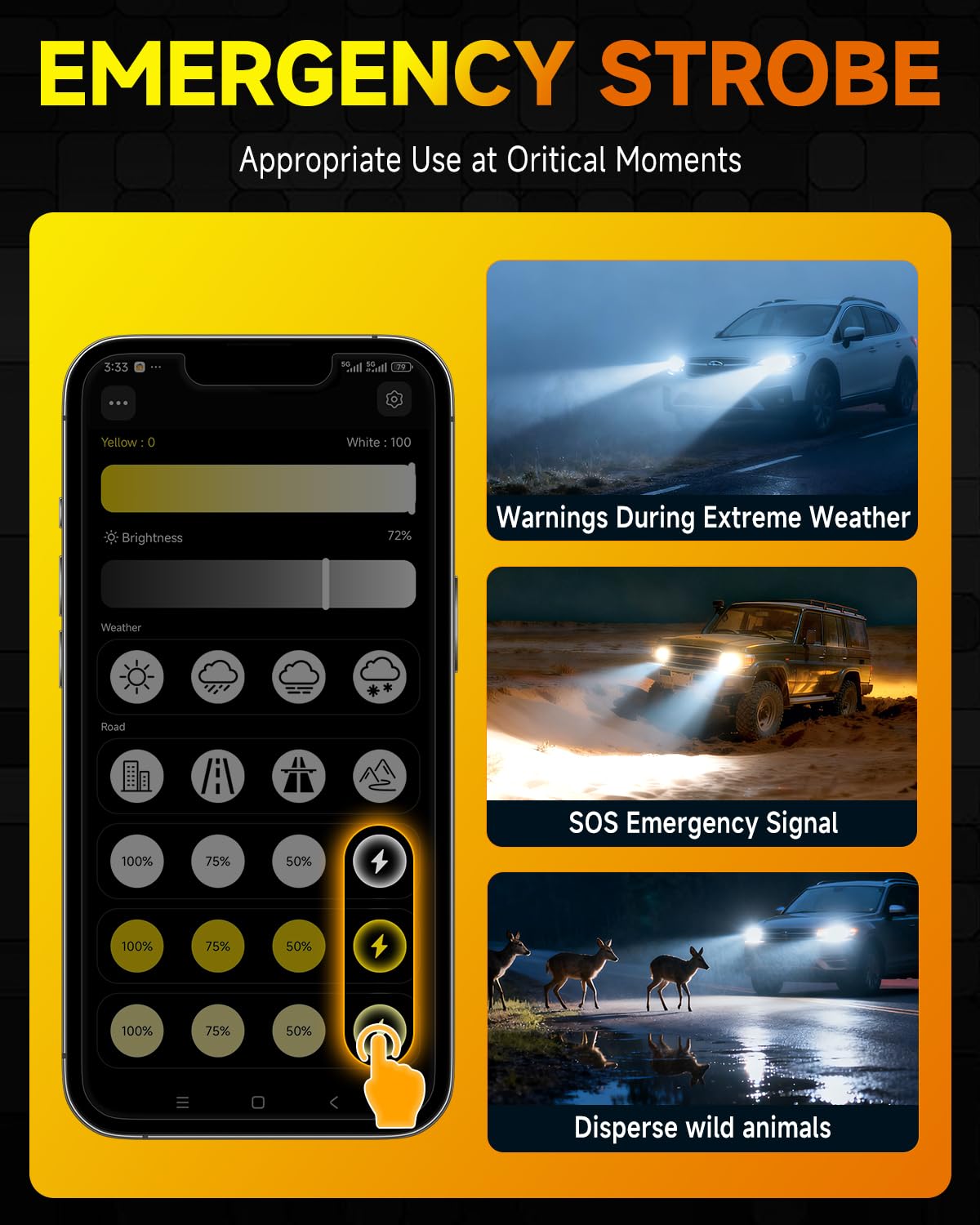 Termitor 9005/HB3 bulb app control and driving mode switching