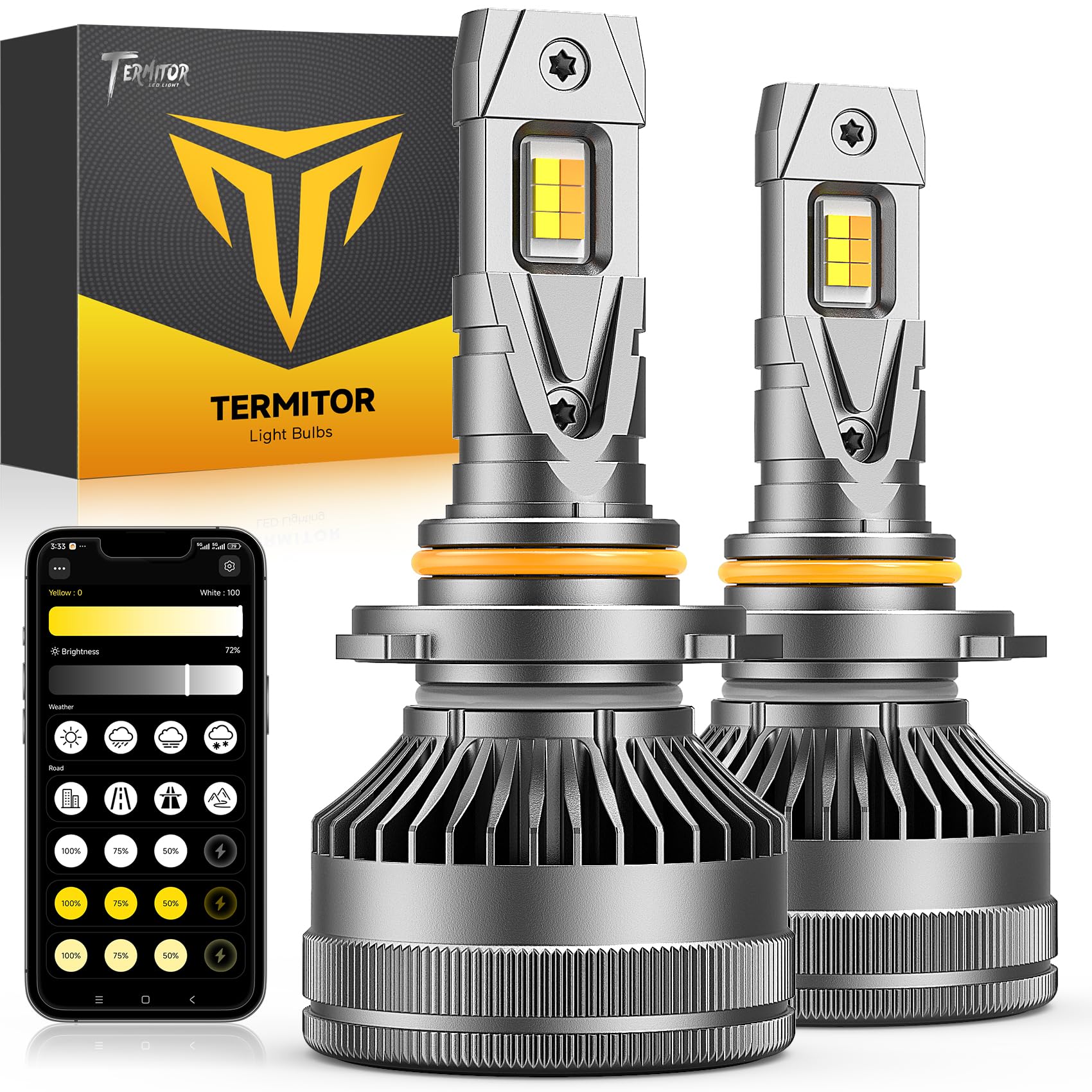Termitor 9005/HB3 bulb showing high brightness for night driving