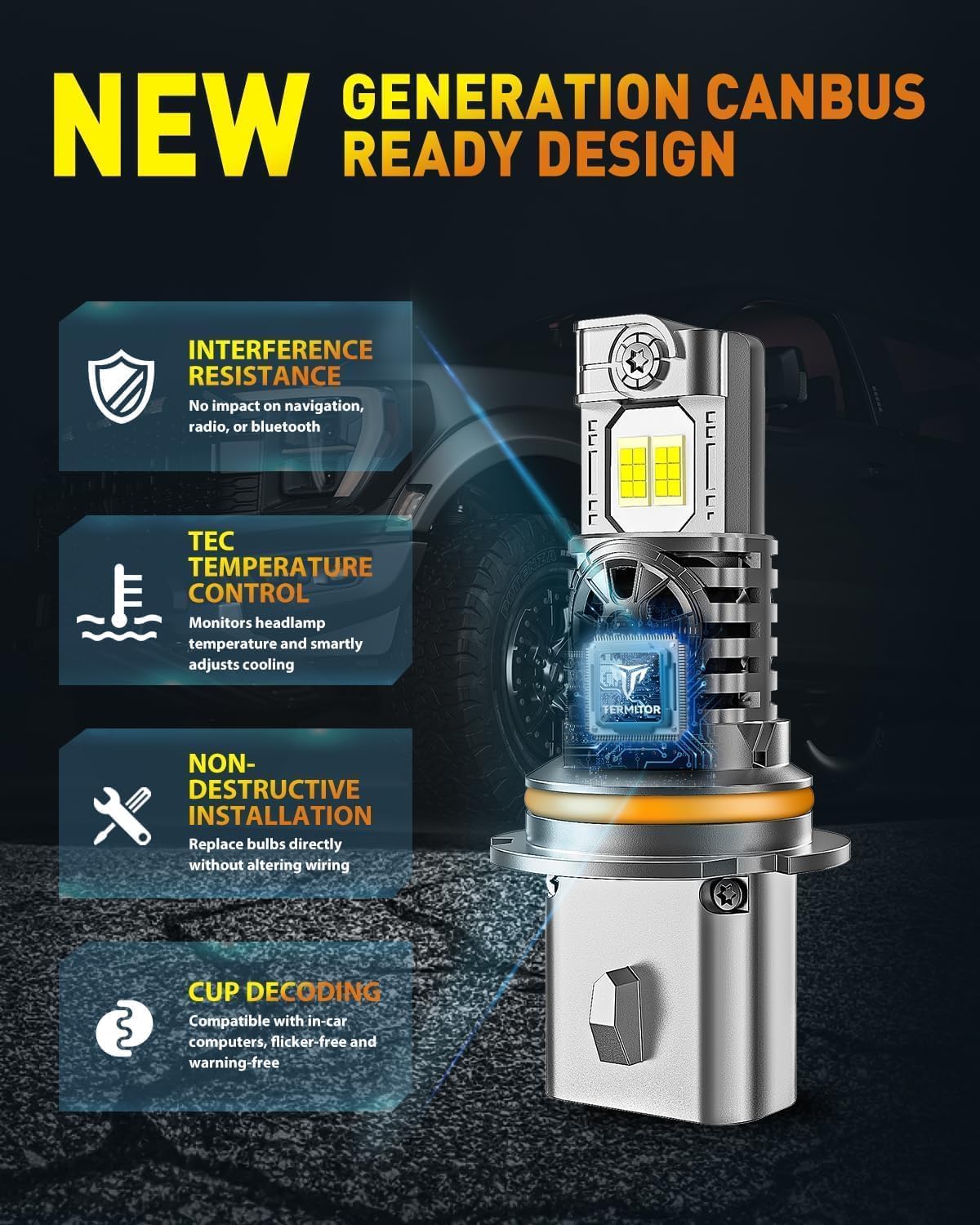 Termitor Brightest 9007 HB5 dual-pack provides uniform brightness.