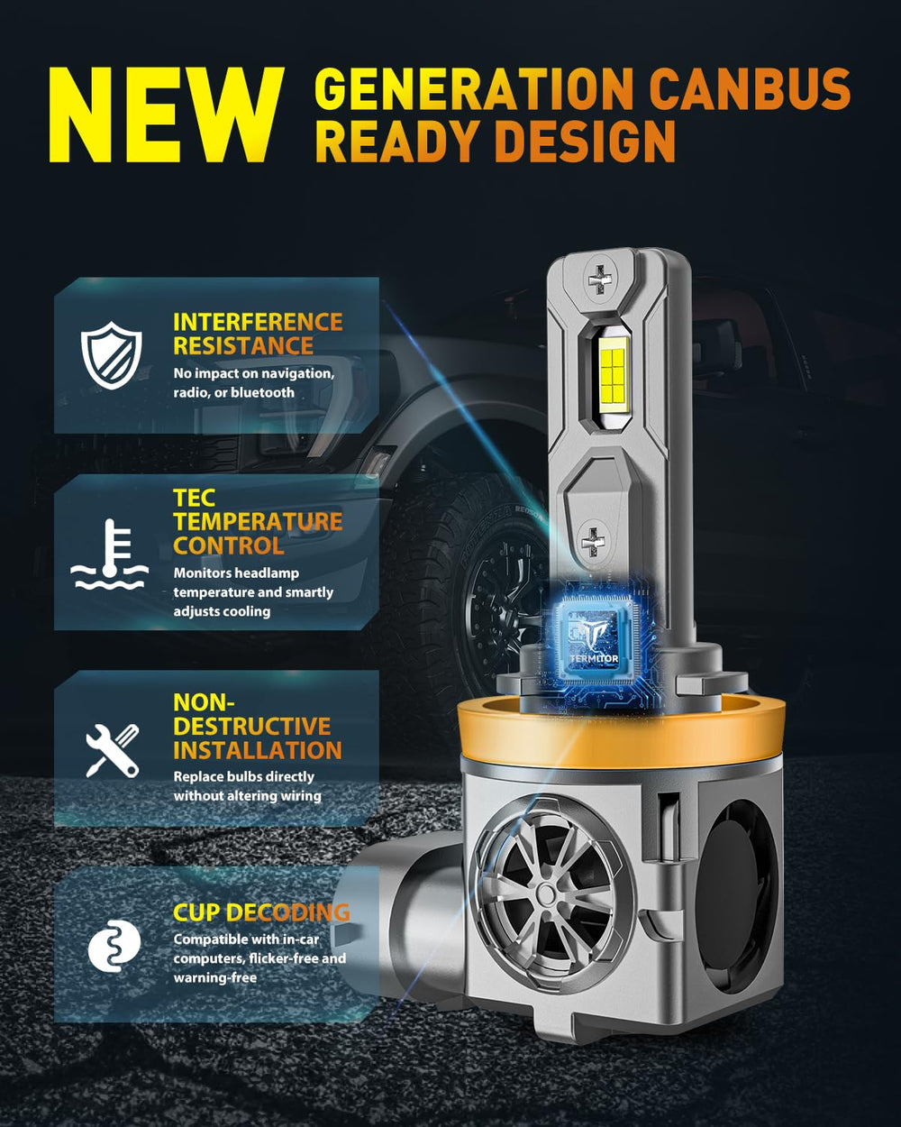 Termitor H11 daylight-like illumination for day-like visibility.