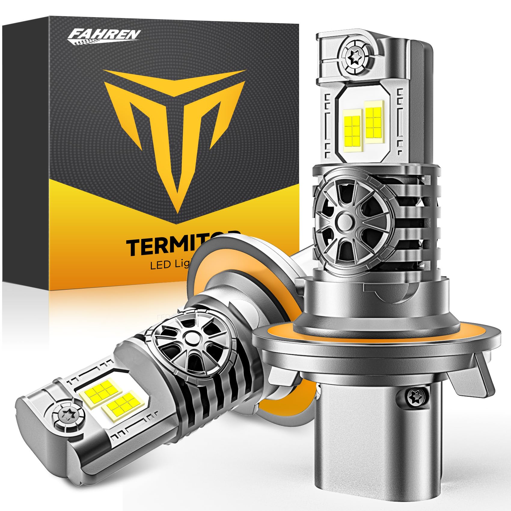 Termitor 9008/H13 bulbs with 24 chips for brighter night visibility.
