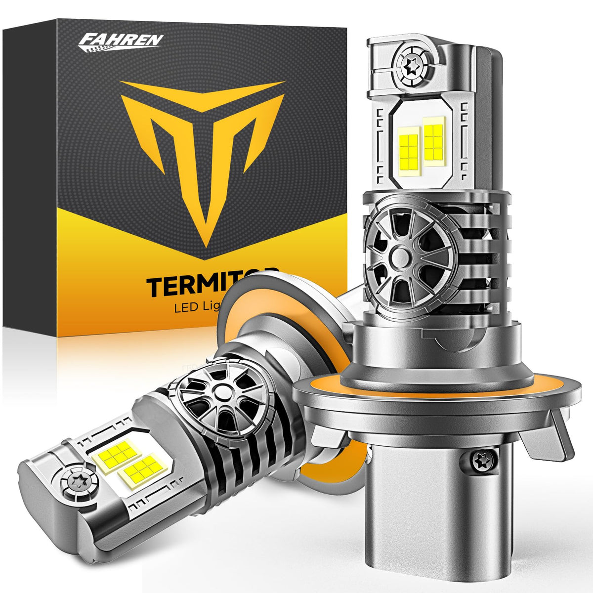 Termitor 9008/H13 bulbs with 24 chips for brighter night visibility.