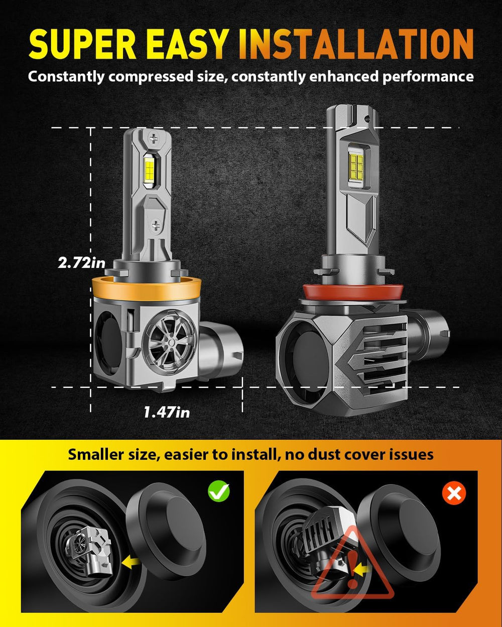 Termitor upgraded bulbs closeup-connector shows plug-and-play fit with no rewiring