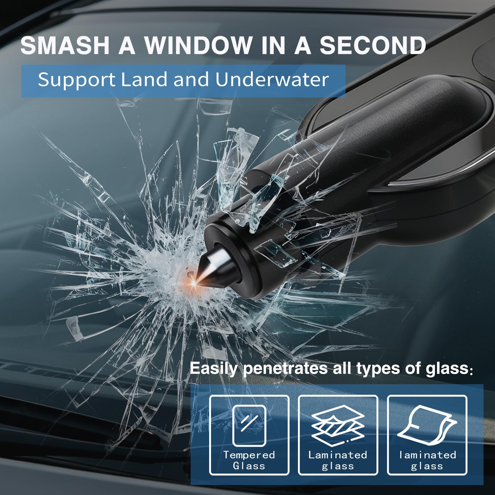 TERRASTRIKE close-up of concealed tungsten tip ensuring reliable glass breakage