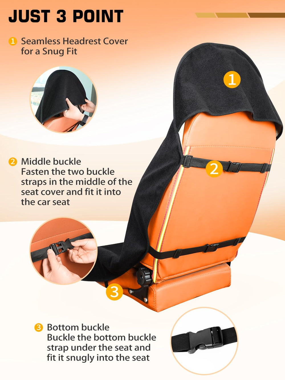 TESFEEL easy installation with elastic strap—no tools needed