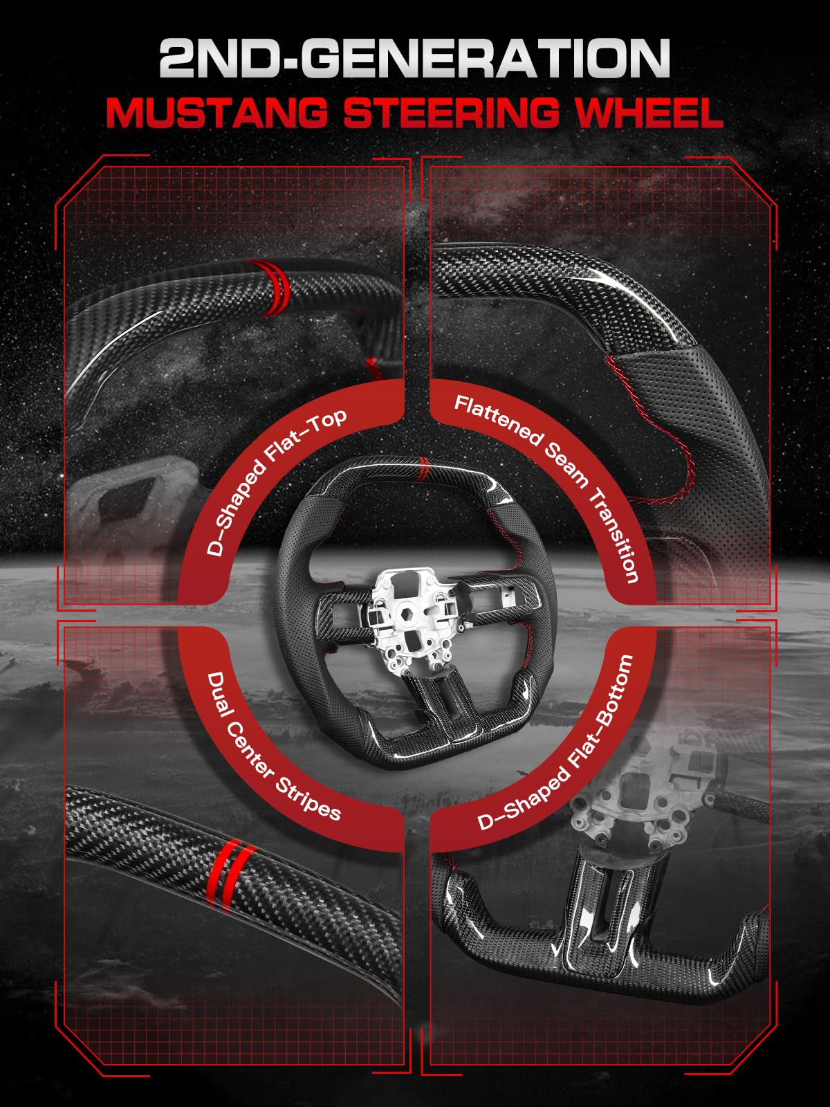 TESFEEL real carbon fiber construction resists heat and distortion for long-lasting performance.