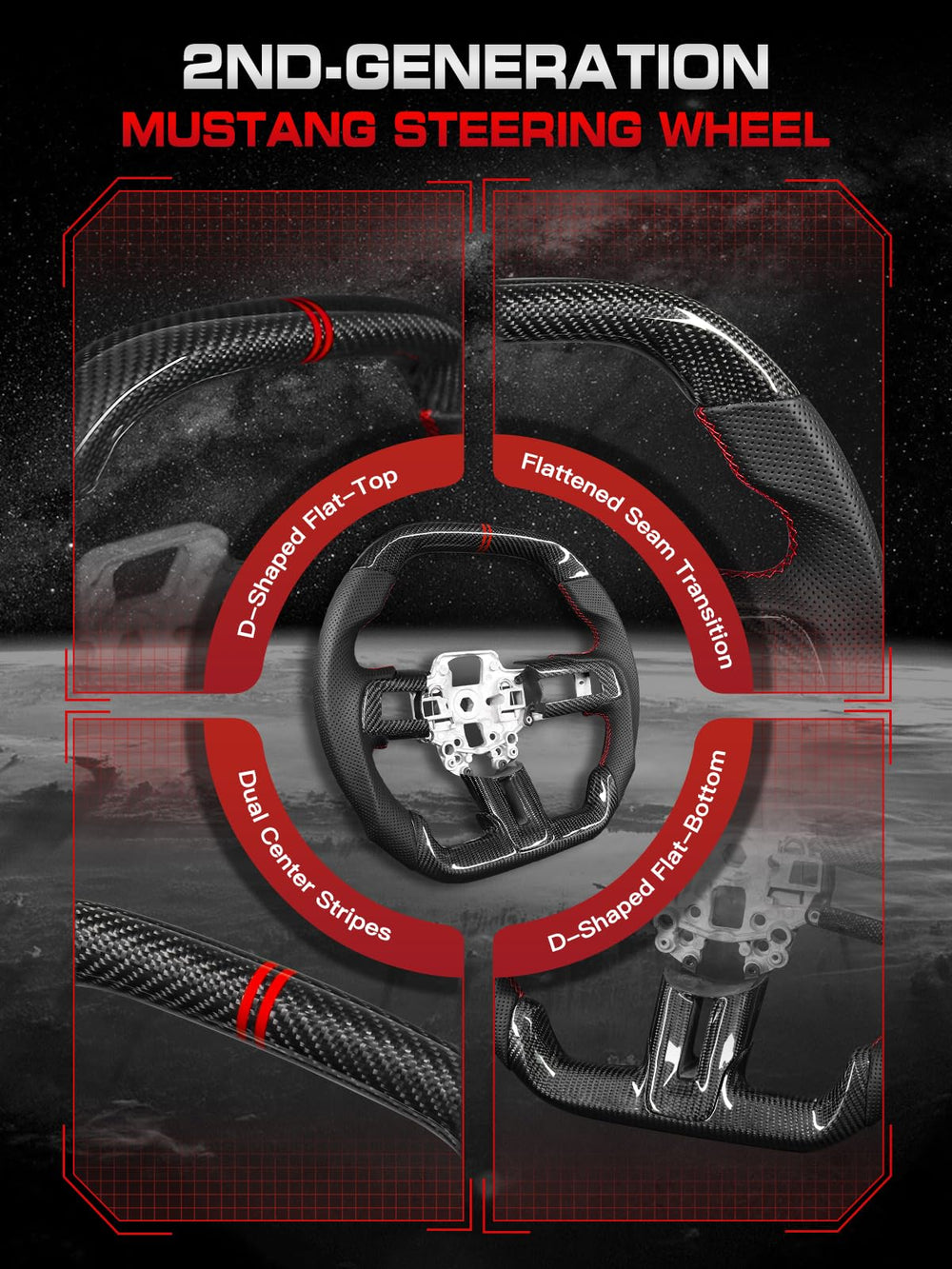 TESFEEL real carbon fiber construction resists heat and distortion for long-lasting performance.
