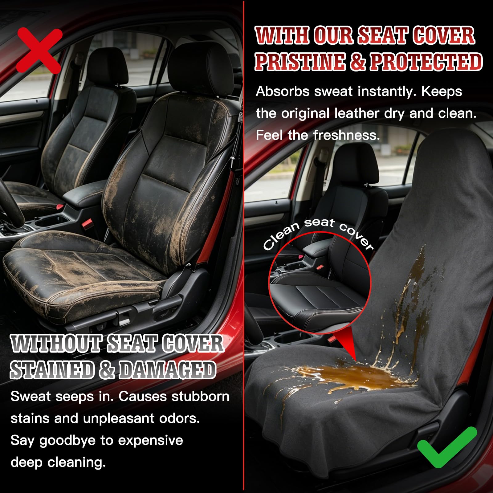 TESFEEL machine-washable protector cleans easily for a fresh car interior.