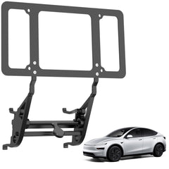 TesFram Model Y Juniper front license plate mount shown for precise fit and clean appearance