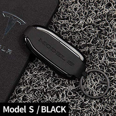 Tesla Gear fob cover on key ring, convenient attachment for everyday carry.